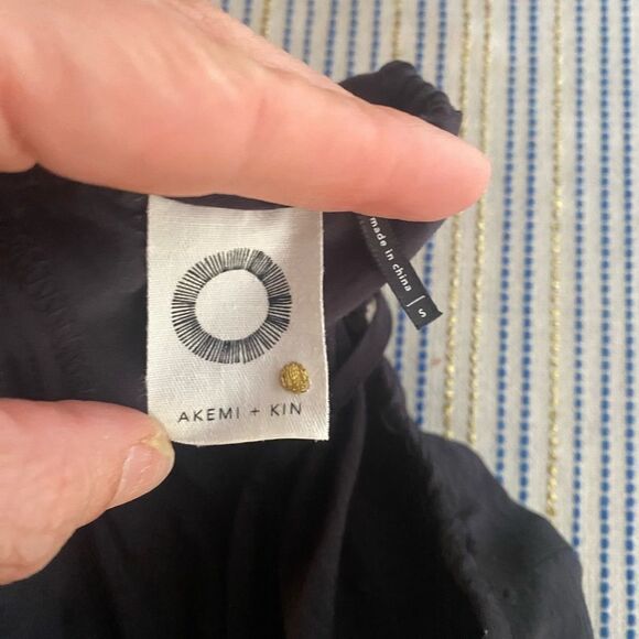 Akemi + Kin Anthropologie Womens Small Black  Suspender Jumpsuit Wide Leg - Picture 2 of 12